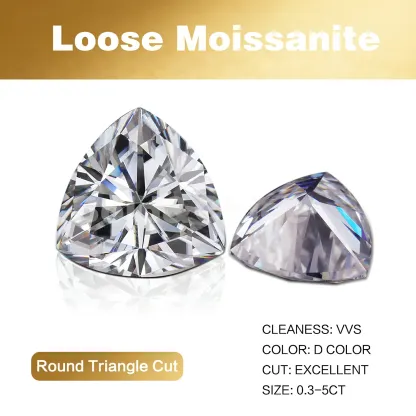 Bold&Chice Moissanite Loose Stone Round Triangle Cut, 0.1-5CT With Unique Laser Inscription, D Color VVS1 8Heart & 8Arrow Cut, Ideal for Collection & Jewelry Design