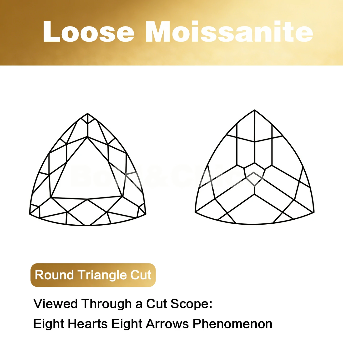 Bold&Chice Moissanite Loose Stone Round Triangle Cut, 0.1-5CT With Unique Laser Inscription, D Color VVS1 8Heart & 8Arrow Cut, Ideal for Collection & Jewelry Design