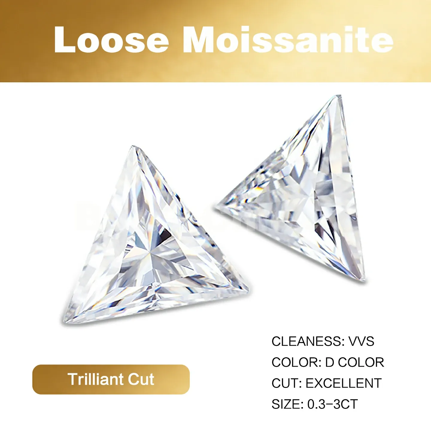 Bold&Chice Moissanite Loose Stone Trilliant Cut, 0.3-3CT With Unique Laser Inscription, D Color VVS1 8Heart & 8Arrow Cut, Ideal for Collection & Jewelry Design