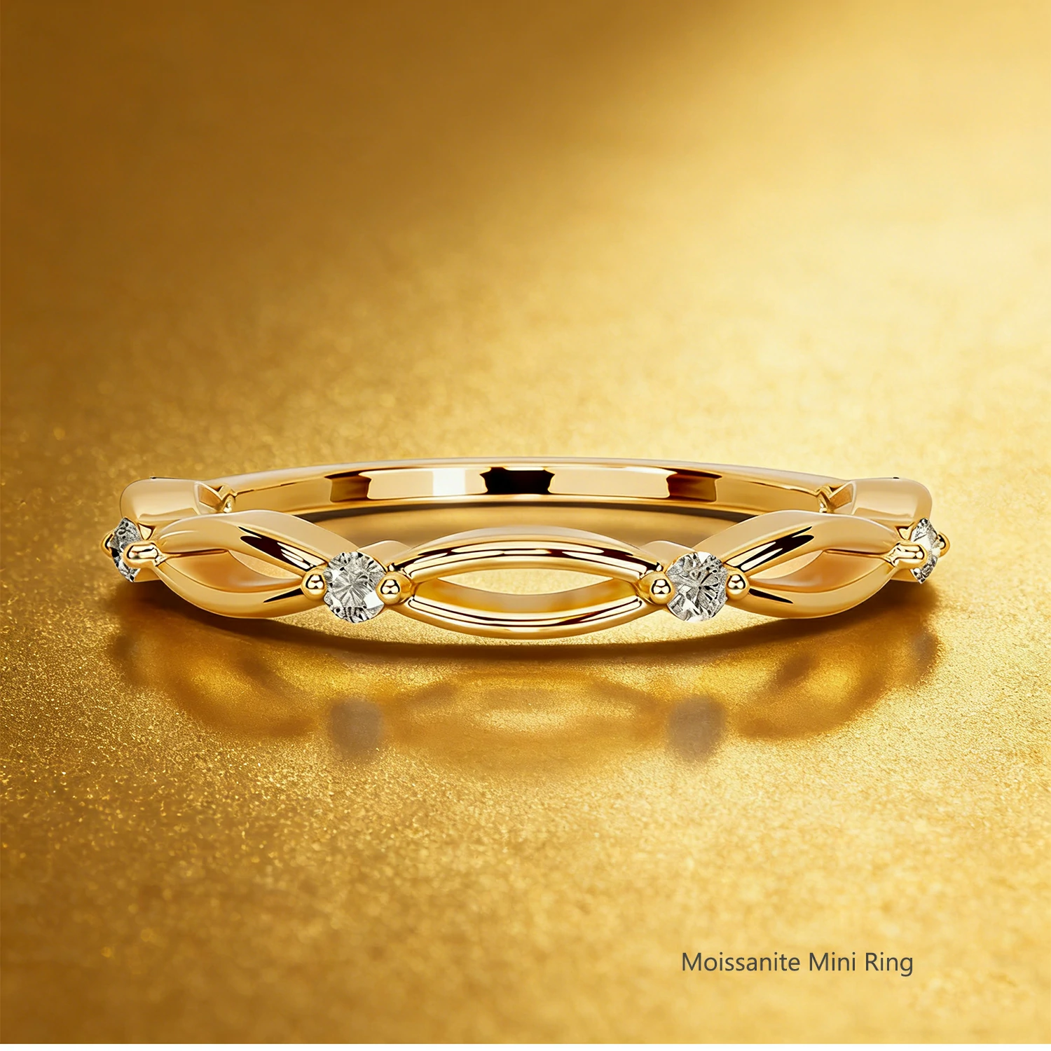 Bold&Chice 0.5-1CT Eternity Band Moissanite Ring, 18K Gold Plated S925 Silver Lab Created Diamond, Timeless Multi-Style Statement Ring for Her