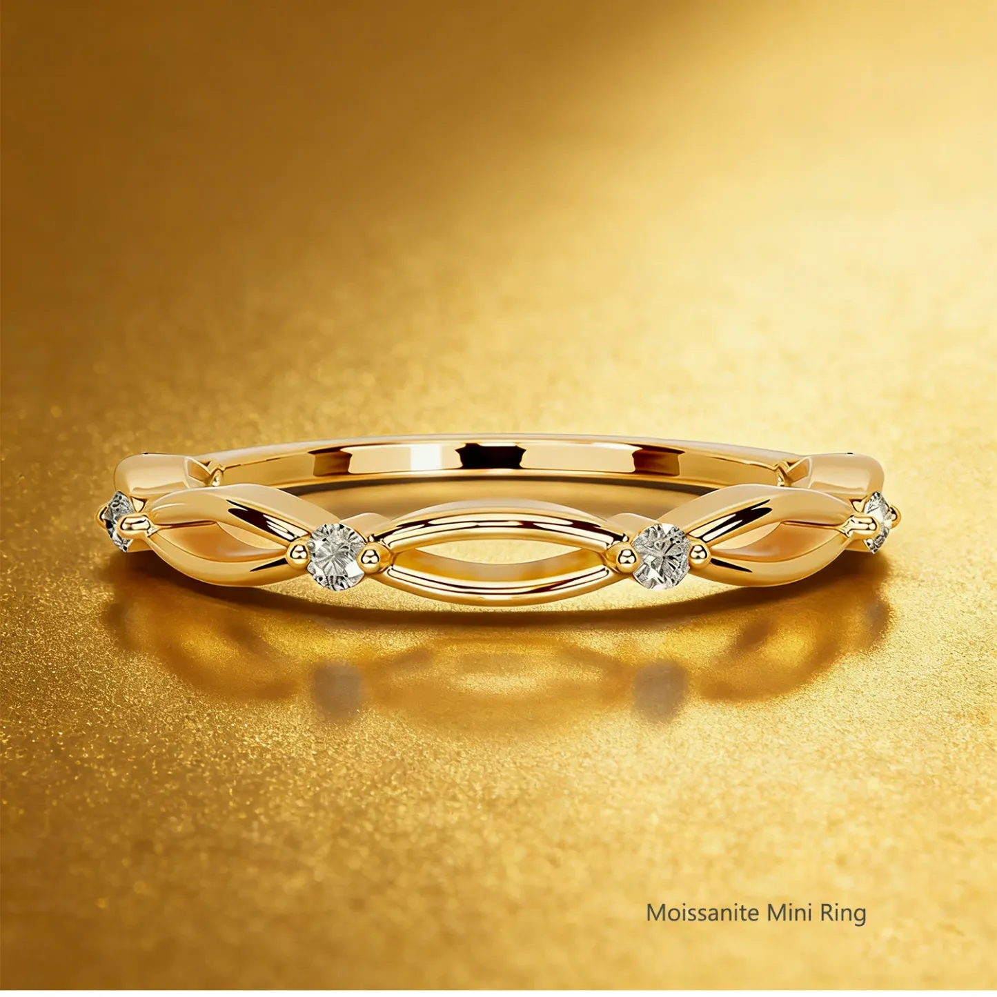 Bold&Chice 0.5-1CT Eternity Band Moissanite Ring, 18K Gold Plated S925 Silver Lab Created Diamond, Timeless Multi-Style Statement Ring for Her