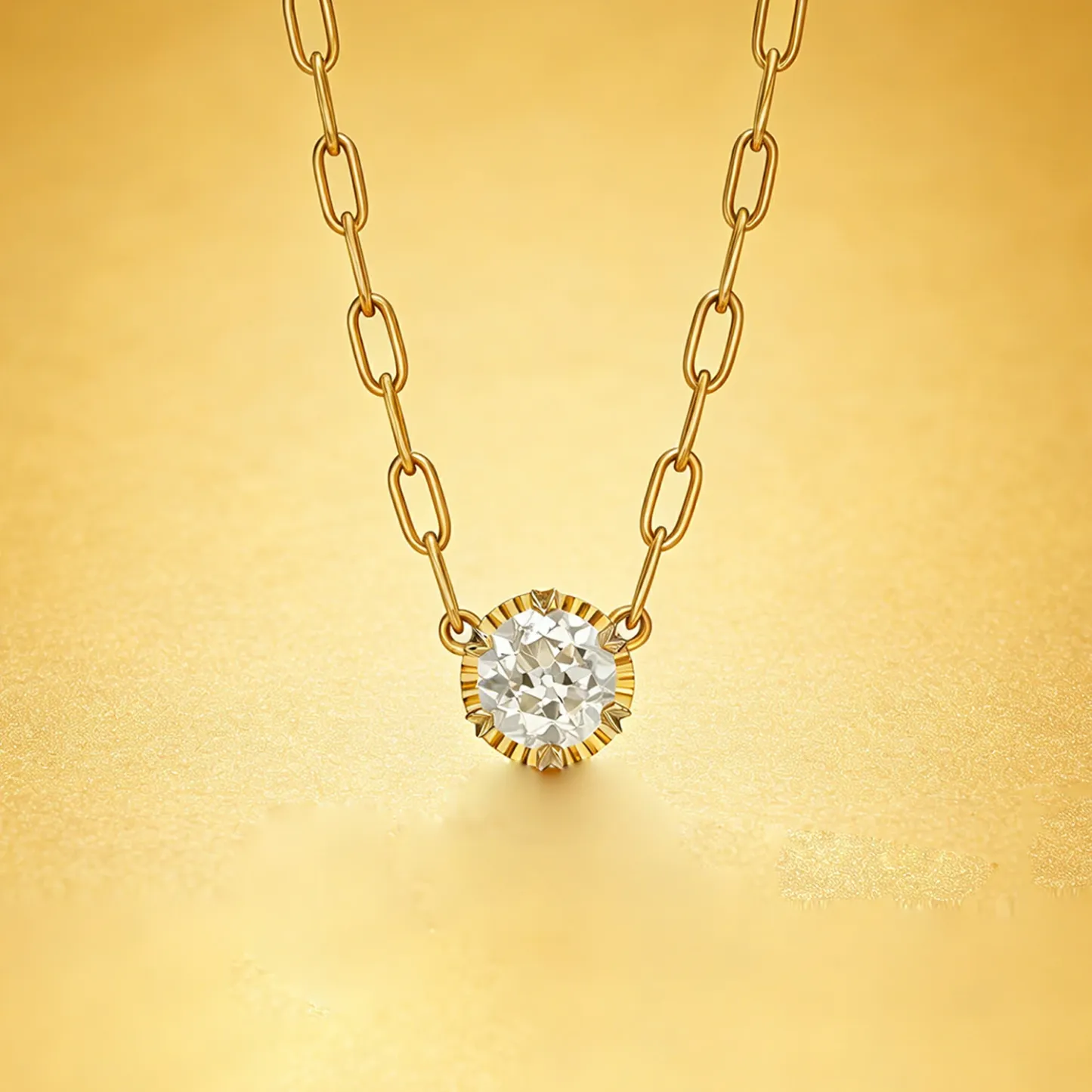 Bold&Chice 1-2CT Sunburst Bezel Moissanite Jewelry Set, 18K Gold Plated S925 Silver Lab Created Diamond, Complete Matching Statement Set  (Ring/Necklace/Earrings/Bracelet)