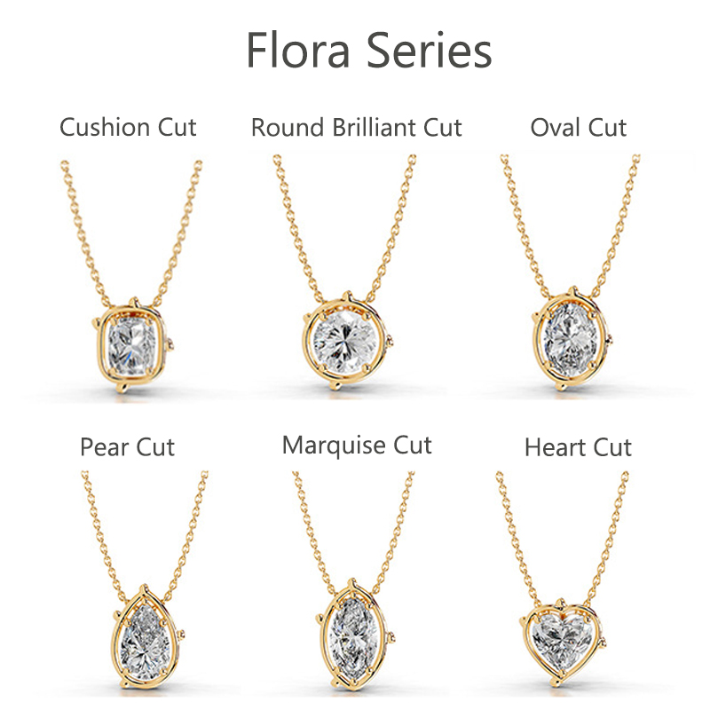 Bold&Chice 2-3CT Flora Series Moissanite Pendant Necklace, 18K Gold Plated S925 Silver Lab Created Diamond,Perfect Daily Wear & Birthday Gift for Women