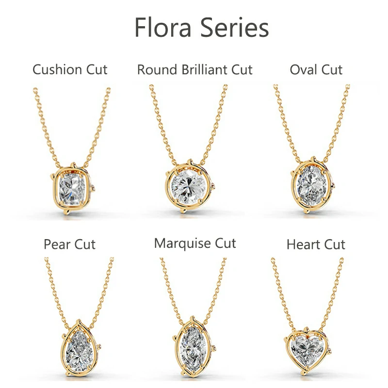 Bold&Chice 2-3CT Flora Series Moissanite Pendant Necklace, 18K Gold Plated S925 Silver Lab Created Diamond,Perfect Daily Wear & Birthday Gift for Women