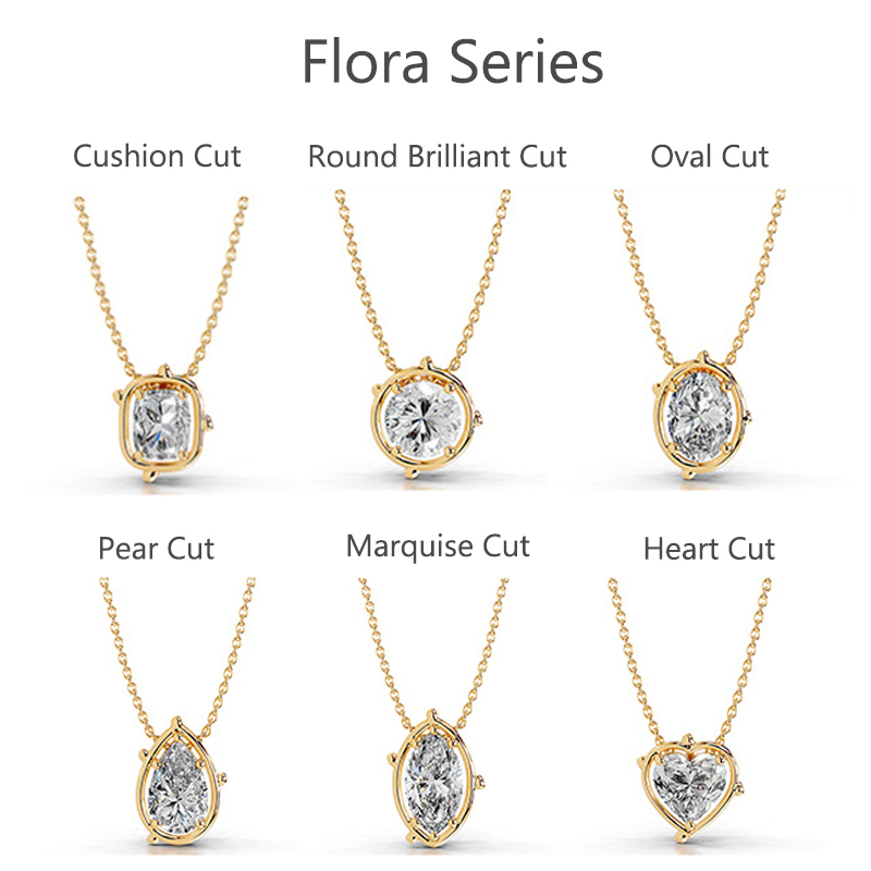 Bold&Chice 2-3CT Flora Series Moissanite Pendant Necklace, 18K Gold Plated S925 Silver Lab Created Diamond,Perfect Daily Wear & Birthday Gift for Women