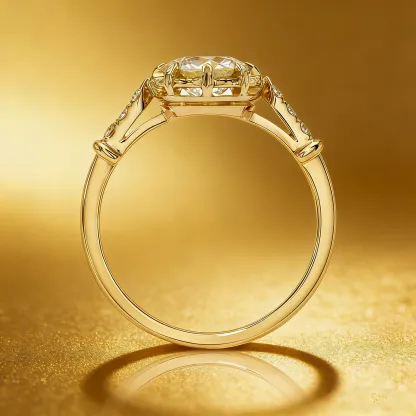 Bold&Chice 1-2CT Sunburst Bezel Moissanite Jewelry Set, 18K Gold Plated S925 Silver Lab Created Diamond, Complete Matching Statement Set  (Ring/Necklace/Earrings/Bracelet)