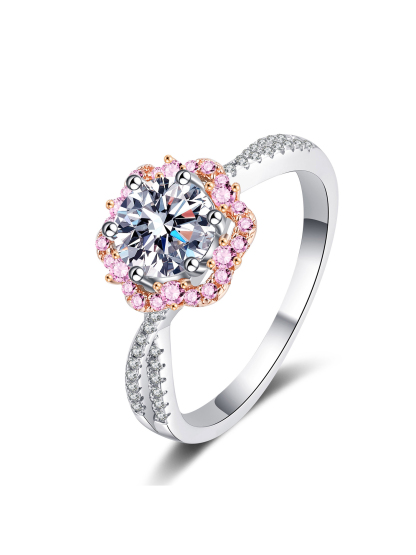 Bold&Chice Elsa Princess Moissanite Ring, Flower Design, Lab Created Engagement Ring