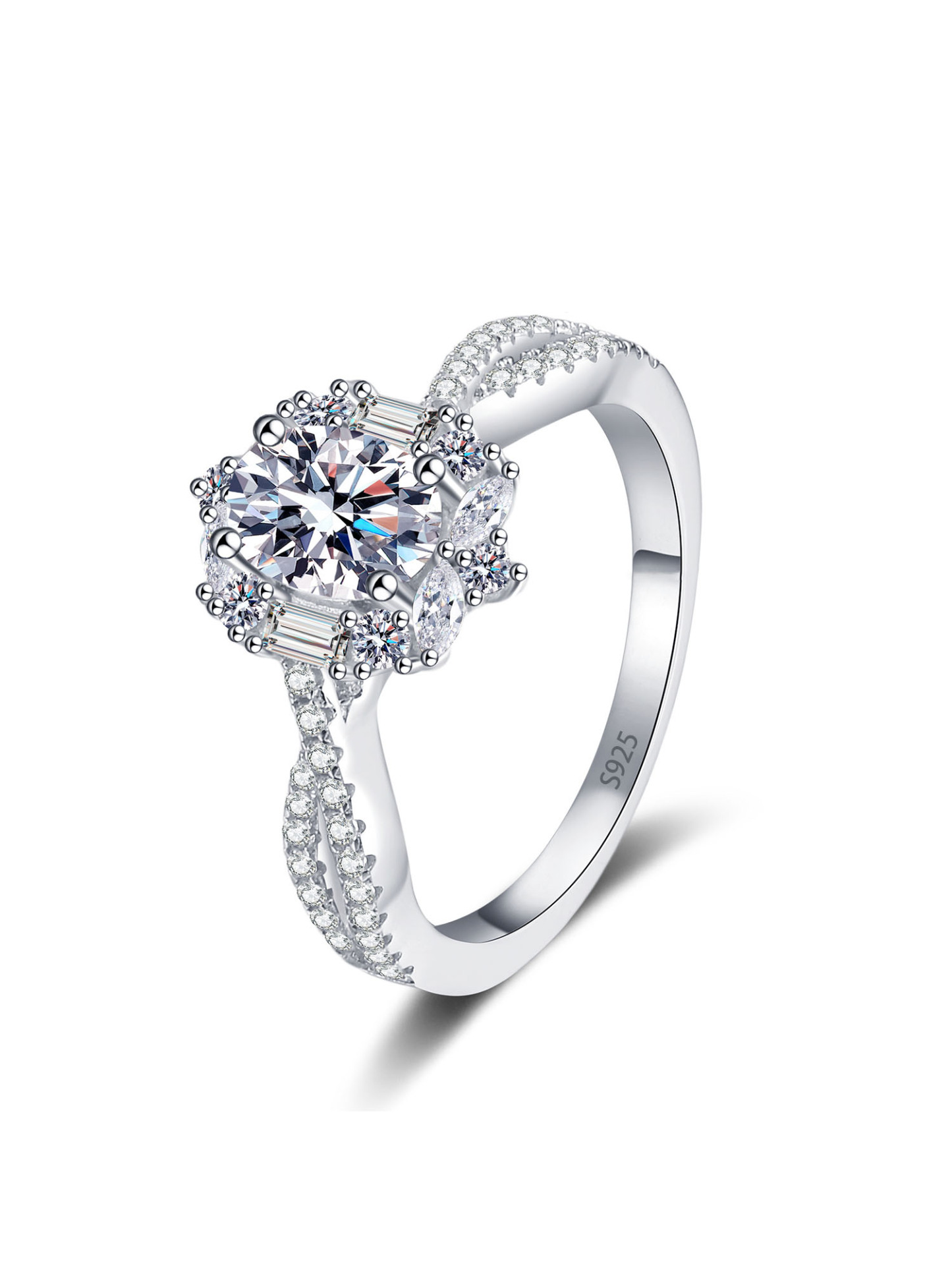 Bold&Chice Firework Pigeon Egg Ring, 1CT Lab Created Moissanite Engagement Ring, Wedding Band for Women