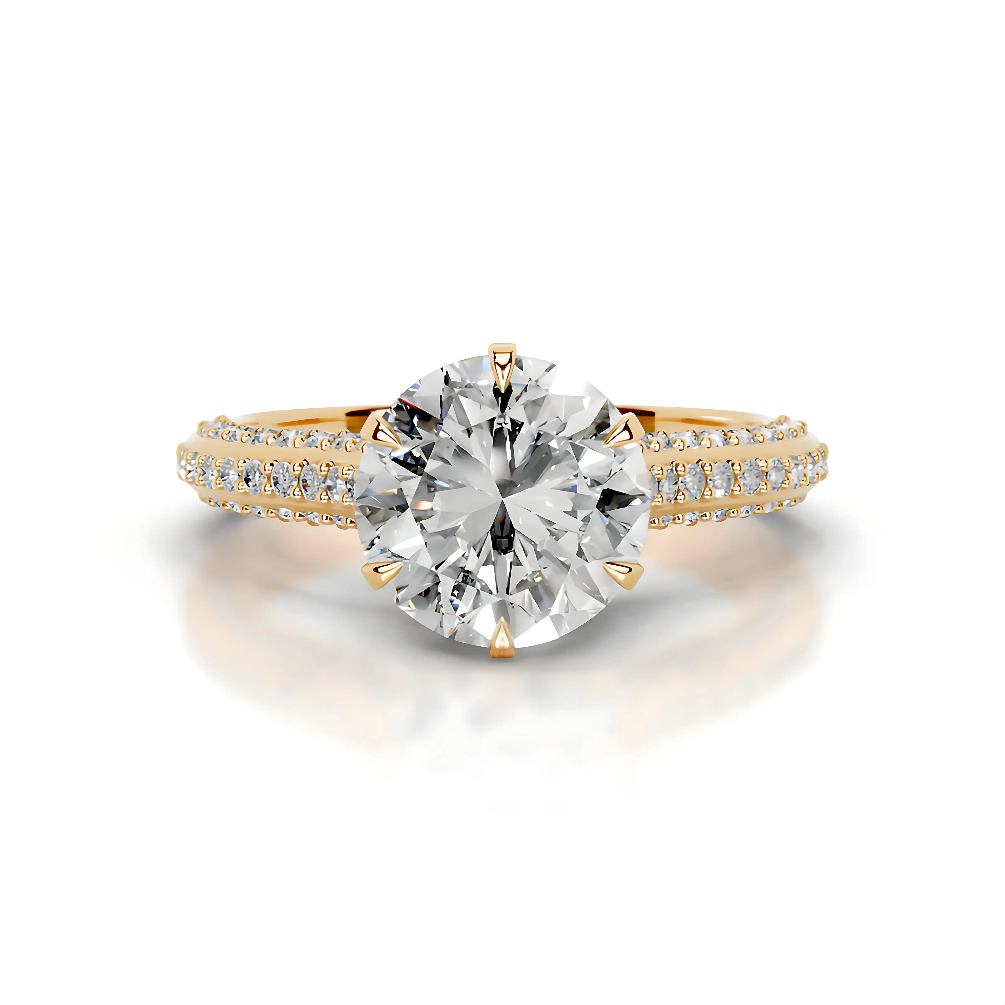 Bold&Chice 2CT Hidden Halo Moissanite Ring, 18K Gold Plated S925 Silver Lab Created Diamond,