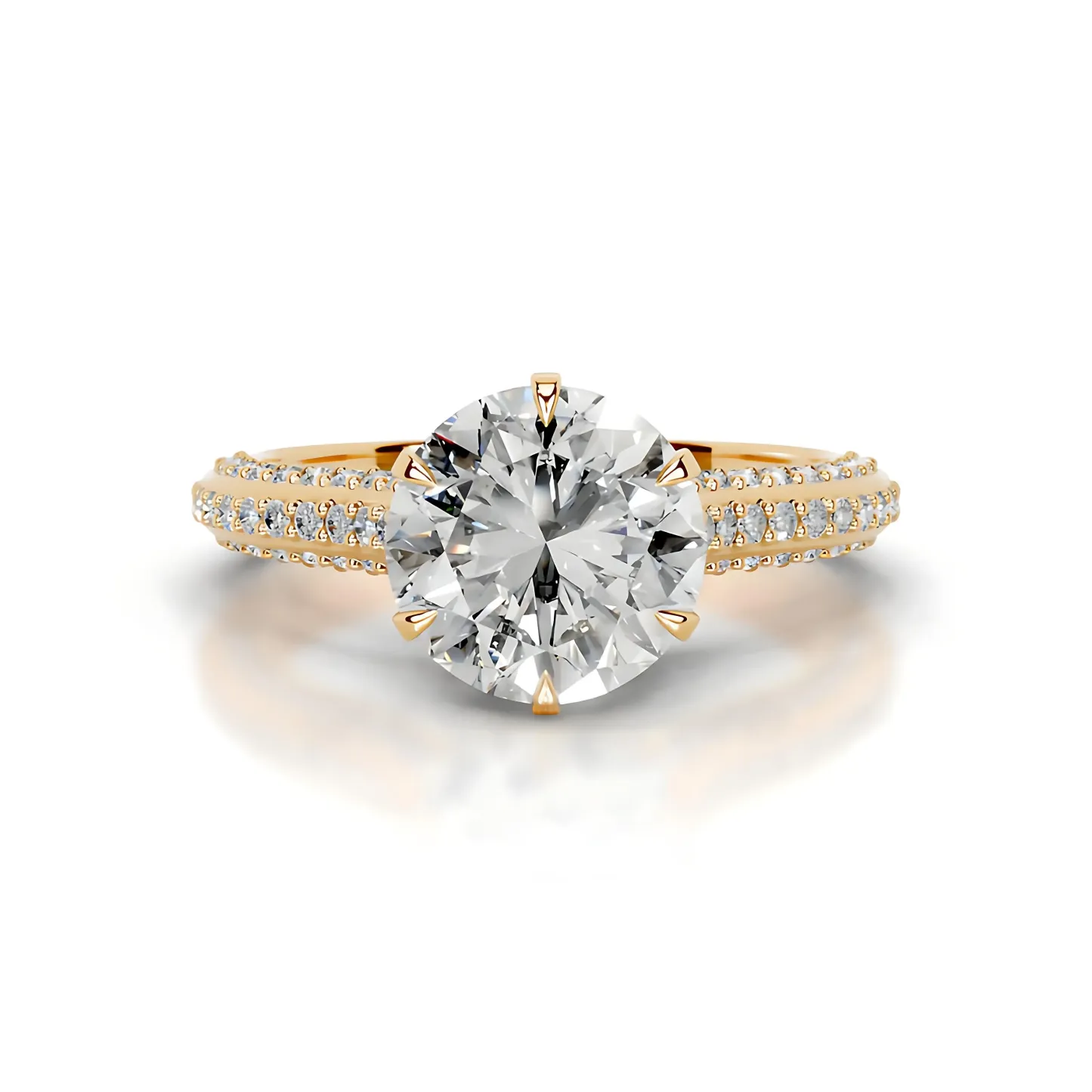 Bold&Chice 2CT Hidden Halo Moissanite Ring, 18K Gold Plated S925 Silver Lab Created Diamond,