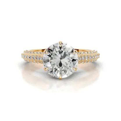 Bold&Chice 2CT Hidden Halo Moissanite Ring, 18K Gold Plated S925 Silver Lab Created Diamond,