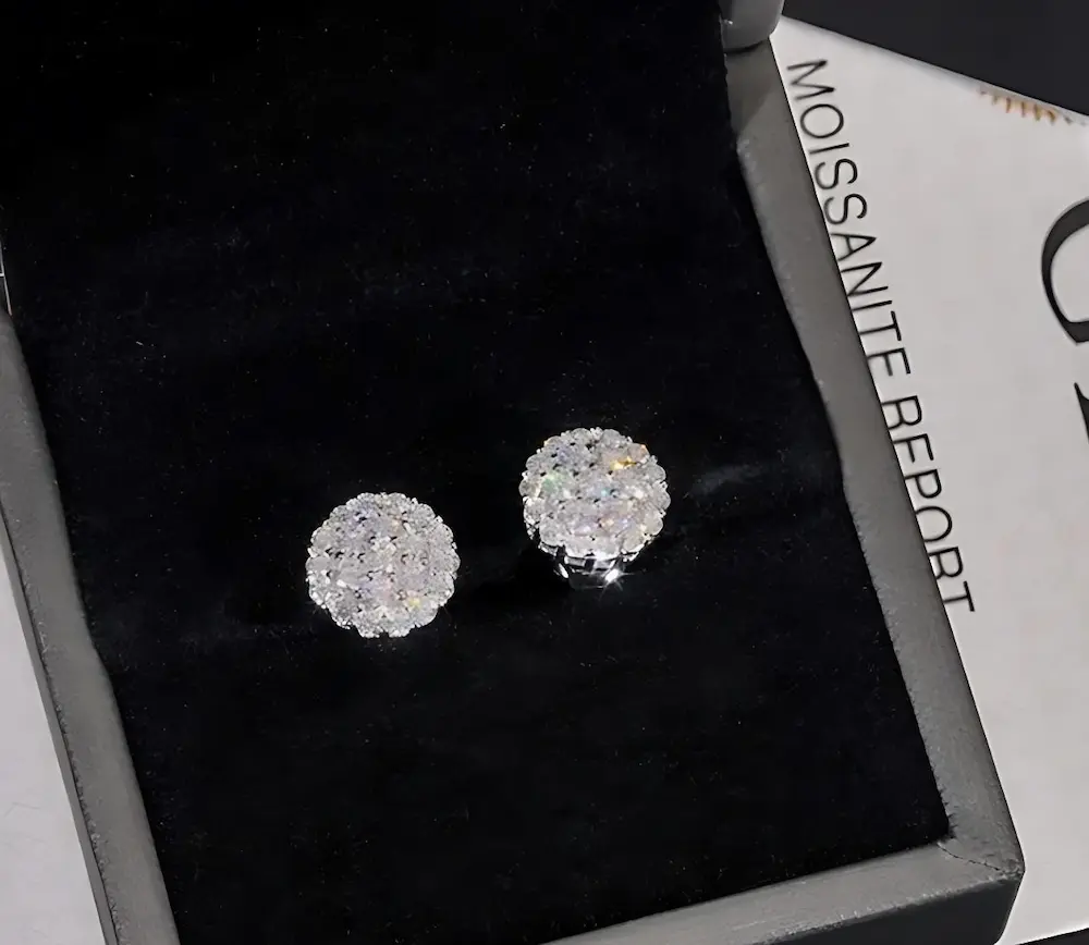 Bold&Chice Snowflake Starburst Moissanite Stud Earrings, 0.3CT-2CT 18K Gold Plated S925 Silver Lab Created Diamond, D-Color Sparkling Statement Earrings