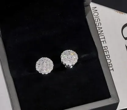 Bold&Chice Snowflake Starburst Moissanite Stud Earrings, 0.3CT-2CT 18K Gold Plated S925 Silver Lab Created Diamond, D-Color Sparkling Statement Earrings
