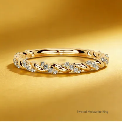 Bold&Chice 0.5-1CT Eternity Band Moissanite Ring, 18K Gold Plated S925 Silver Lab Created Diamond, Timeless Multi-Style Statement Ring for Her