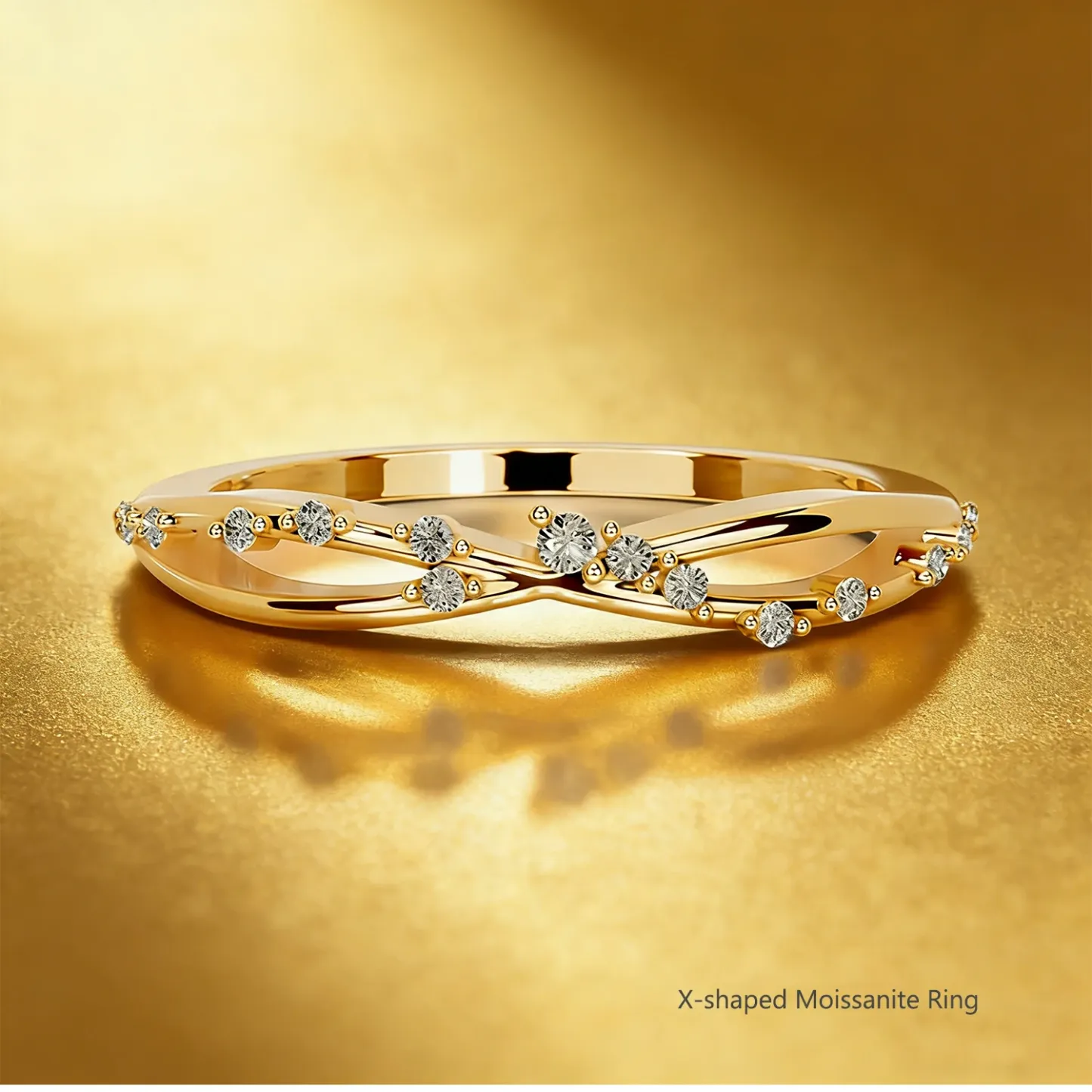 Bold&Chice 0.5-1CT Eternity Band Moissanite Ring, 18K Gold Plated S925 Silver Lab Created Diamond, Timeless Multi-Style Statement Ring for Her