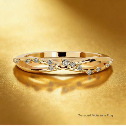 Bold&Chice 0.5-1CT Eternity Band Moissanite Ring, 18K Gold Plated S925 Silver Lab Created Diamond, Timeless Multi-Style Statement Ring for Her