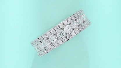 Bold&Chice Full Pave Multi-Row Moissanite Ring, Lab Grown Diamond Alternative, Bold Statement Band,Unisex Perfect Anniversary & Birthday Gift