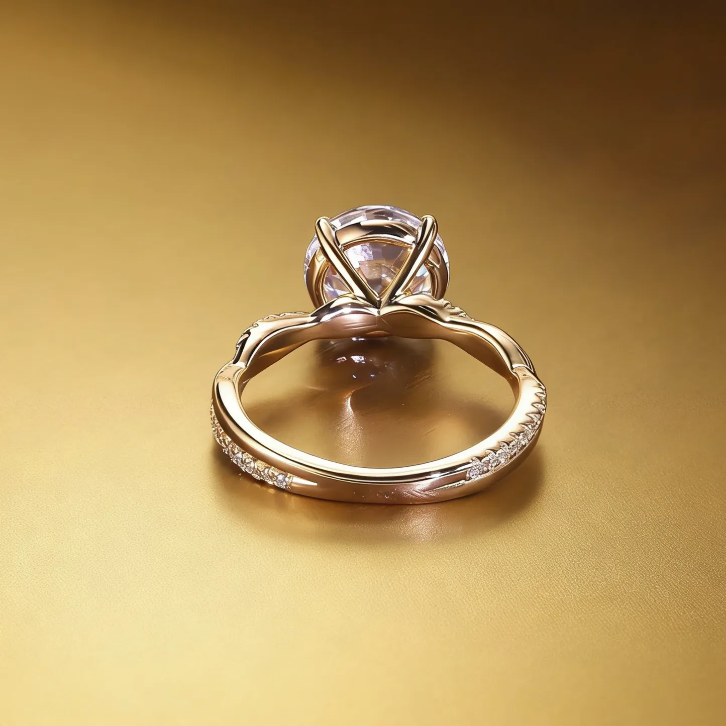 Bold&Chice 0.8-8CT Twisted Setting Moissanite Ring, Multi-Cut 18K Gold Plated  S925 Silver Lab Created Diamond Ring for Women