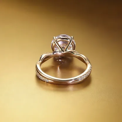 Bold&Chice 0.8-8CT Twisted Setting Moissanite Ring, Multi-Cut 18K Gold Plated  S925 Silver Lab Created Diamond Ring for Women