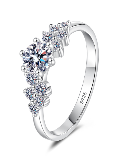 Bold&Chice Berlin Love Letter Ring, 0.5-1CT Lab Created Moissanite Engagement Ring, Dainty Petal Promise Ring for Women