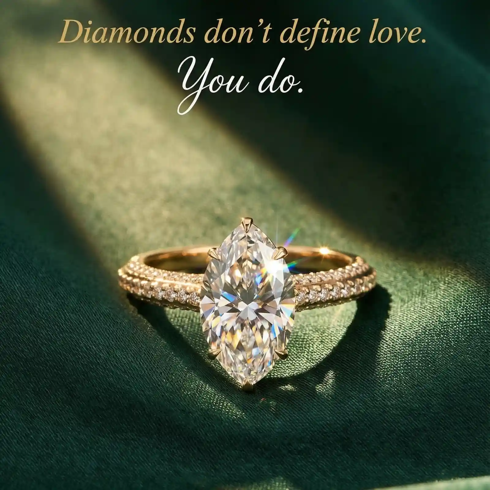 Bold&Chice 2CT Hidden Halo Moissanite Ring, 18K Gold Plated S925 Silver Lab Created Diamond, Shiny Multi-Cut Statement Ring