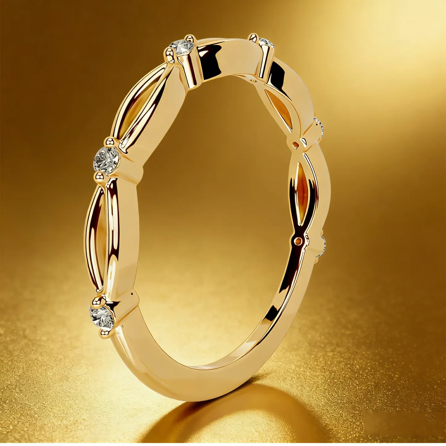 Bold&Chice 0.5-1CT Eternity Band Moissanite Ring, 18K Gold Plated S925 Silver Lab Created Diamond, Timeless Multi-Style Statement Ring for Her