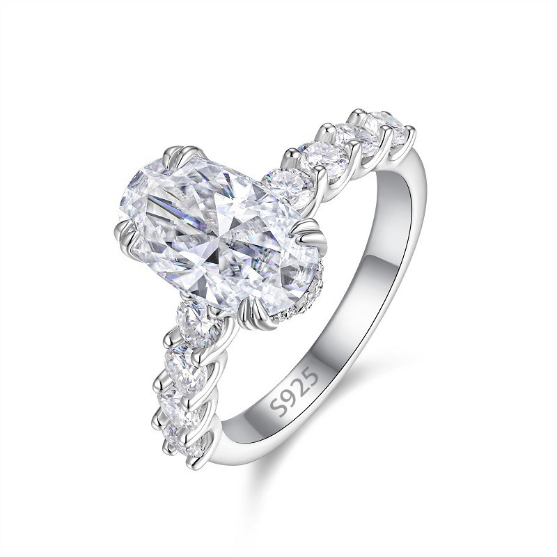 Bold&Chice Oval Moissanite Engagement Ring, 4CT Lab Created Diamond Ring, S925 Silver Promise Ring for Women