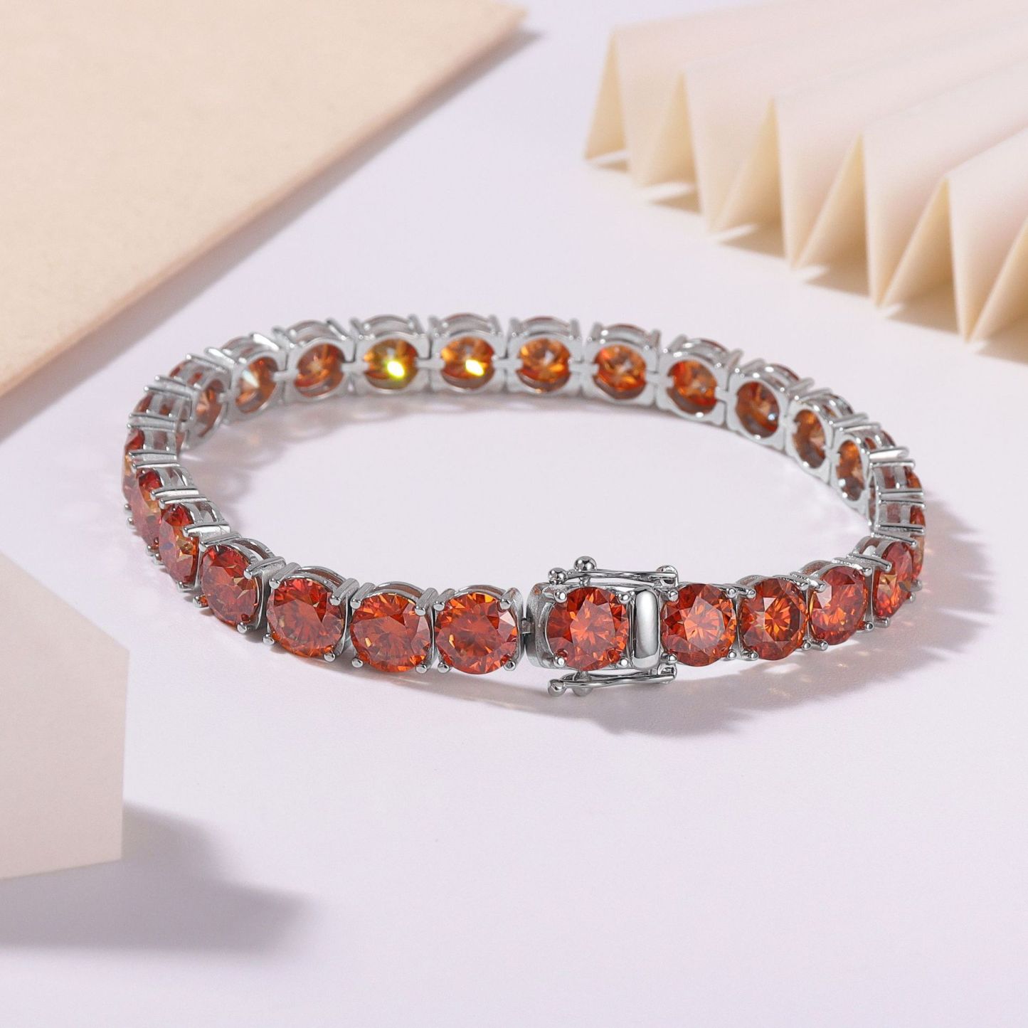 Bold&Chice Luxury Colorful Pave Moissanite Tennis Bracelet, S925 Silver Lab Created Diamond, Shiny Multicolor Statement Bracelet for Her