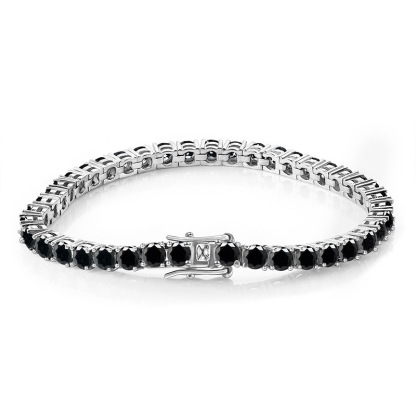 Bold&Chice Luxury Round Cut Moissanite Tennis Bracelet, S925 Silver Lab Created Diamond, Shiny Single Row Statement Bracelet for Her