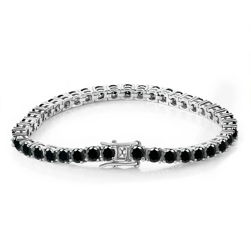 Bold&Chice Luxury Round Cut Moissanite Tennis Bracelet, 18K Gold Plated  S925 Silver Lab Created Diamond, Shiny Single Row Statement Bracelet for Her
