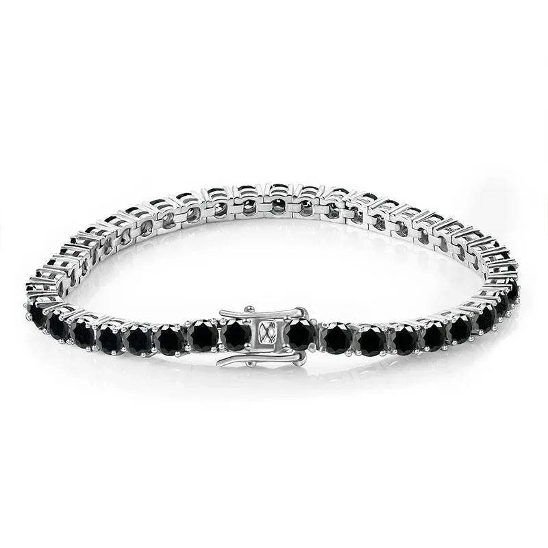 Bold&Chice Luxury Round Cut Moissanite Tennis Bracelet, 18K Gold Plated  S925 Silver Lab Created Diamond, Shiny Single Row Statement Bracelet for Her