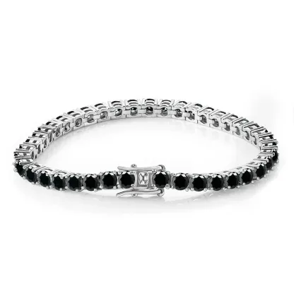 Bold&Chice Luxury Round Cut Moissanite Tennis Bracelet, 18K Gold Plated  S925 Silver Lab Created Diamond, Shiny Single Row Statement Bracelet for Her
