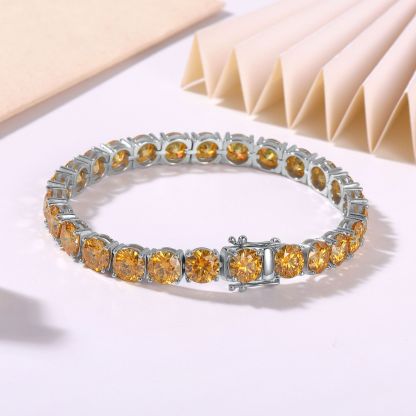 Bold&Chice Luxury Colorful Pave Moissanite Tennis Bracelet, S925 Silver Lab Created Diamond, Shiny Multicolor Statement Bracelet for Her