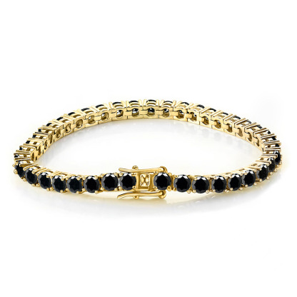 Bold&Chice Luxury Round Cut Moissanite Tennis Bracelet, S925 Silver Lab Created Diamond, Shiny Single Row Statement Bracelet for Her