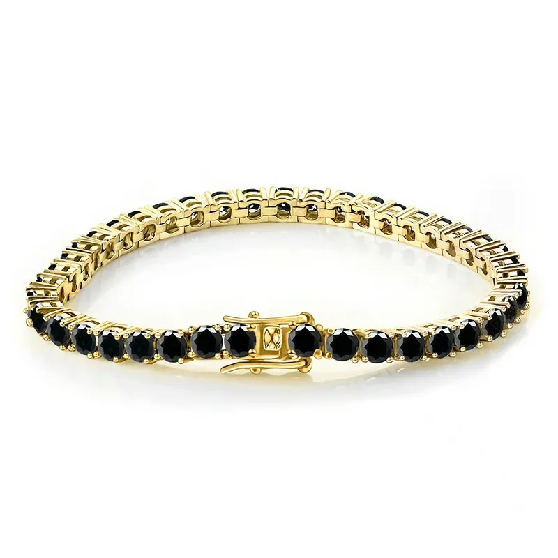 Bold&Chice Luxury Round Cut Moissanite Tennis Bracelet, 18K Gold Plated  S925 Silver Lab Created Diamond, Shiny Single Row Statement Bracelet for Her