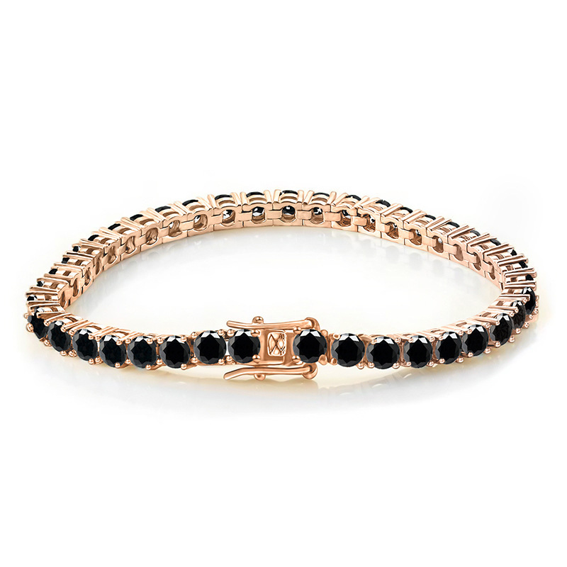 Bold&Chice Luxury Round Cut Moissanite Tennis Bracelet, S925 Silver Lab Created Diamond, Shiny Single Row Statement Bracelet for Her