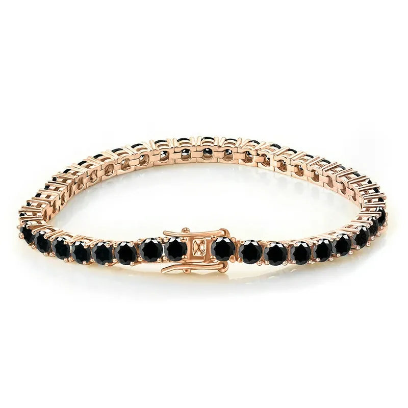 Bold&Chice Luxury Round Cut Moissanite Tennis Bracelet, 18K Gold Plated  S925 Silver Lab Created Diamond, Shiny Single Row Statement Bracelet for Her