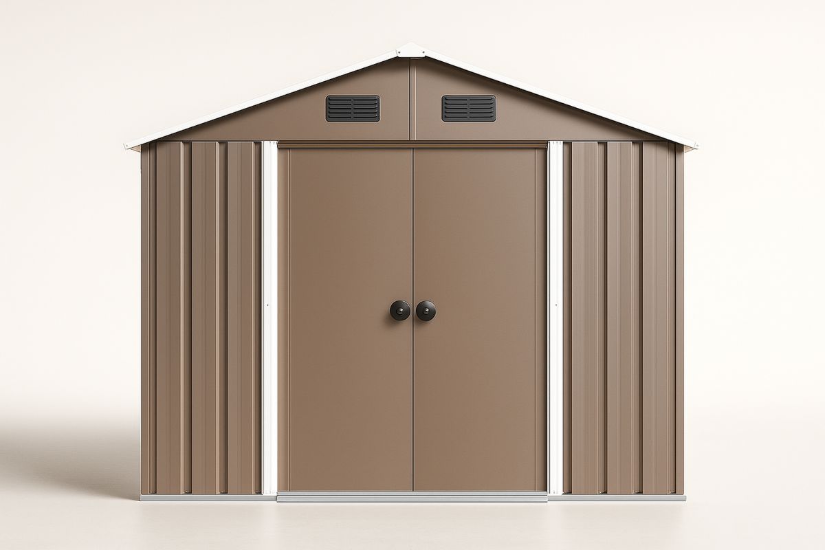 Metal Garden Storage Shed Brown Double Door 3m x 2.4m-Finerlifes