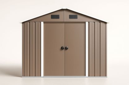 Metal Garden Storage Shed Brown Double Door 3m x 2.4m-Finerlifes