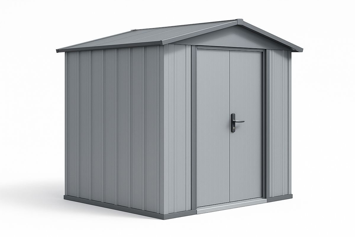Galvanised Steel Storage Shed 190cm x 120cm x 200cm Double Door Grey-Finerlifes