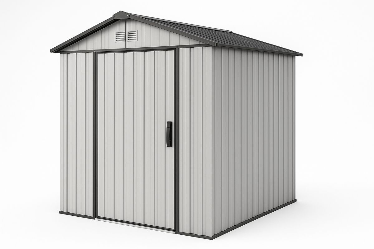 Galvanised Steel Garden Storage Shed with Sliding Door Grey 2m x 2m x 2m-Finerlifes