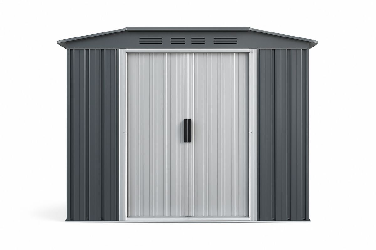 Metal Garden Shed with Sliding Door Grey 213x127x185 cm-Finerlifes