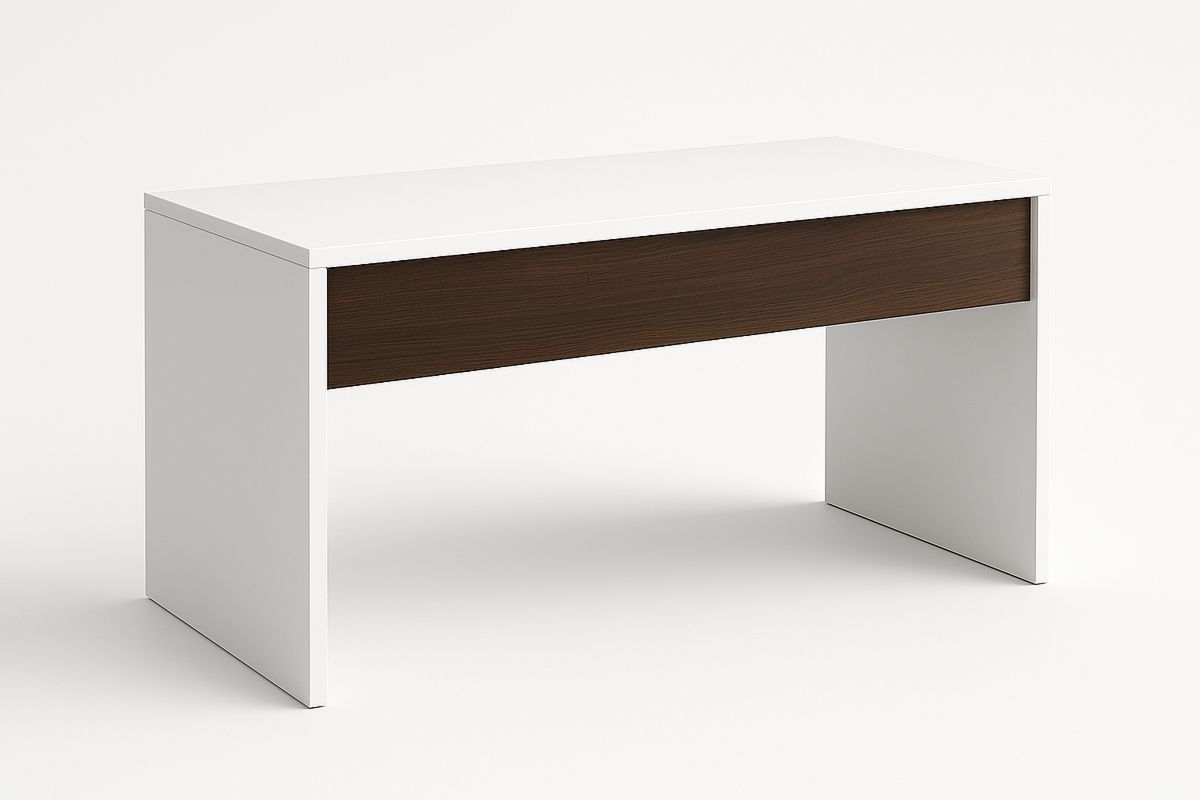 Office Desk Wood Veneer White Finish 150cm-Sleekwaysy