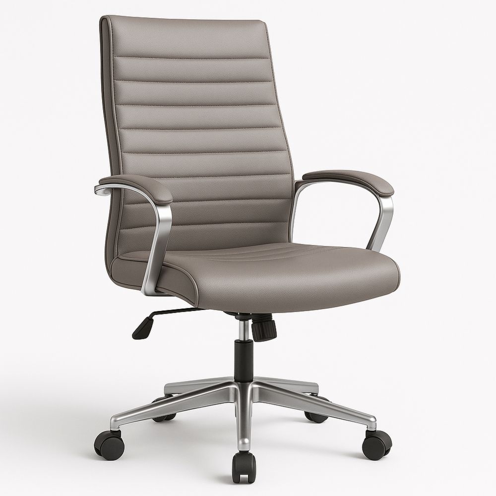 High Back Faux Leather Office Chair with Adjustable Height and Armrests-Sleekwaysy