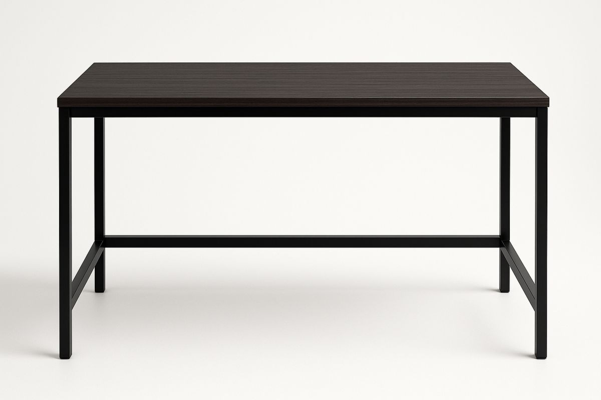 Rectangular MDF and Steel Desk Black 140cm x 70cm x 75cm-Sleekwaysy