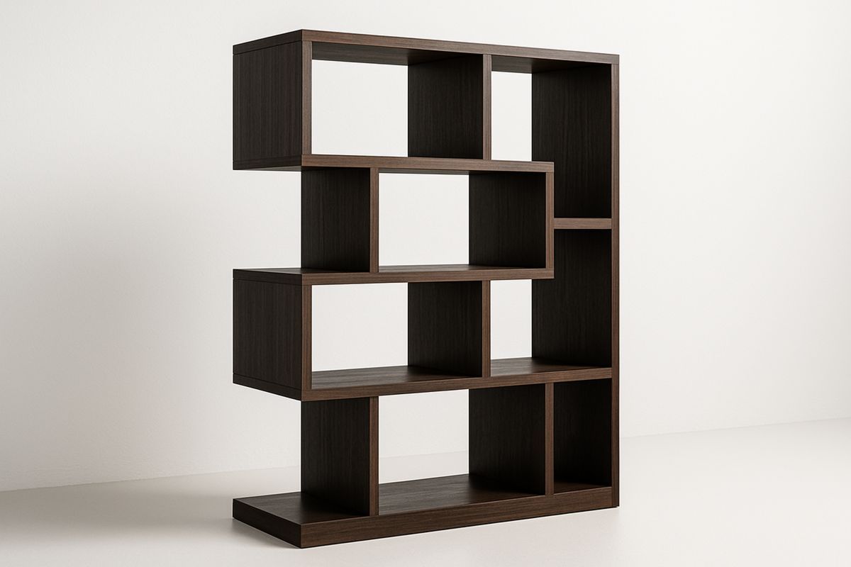 Wooden Modular Bookshelf Unit Rectangular Dark Brown 180cm-Sleekwaysy