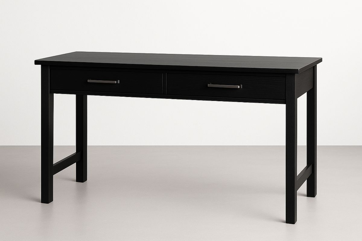 Black Wooden Office Desk with Two Drawers 120cm-Sleekwaysy
