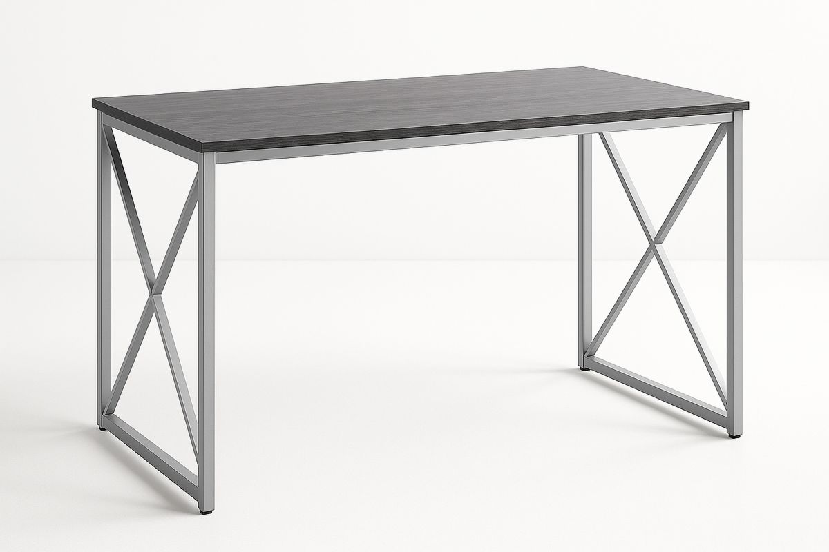 Office Desk with MDF Top and Steel Frame 120cm Black and Silver-Sleekwaysy