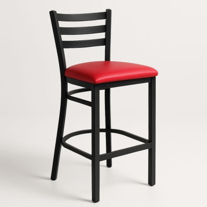Black Metal Frame Bar Stool with Red Seat - 104cm-Formdecory