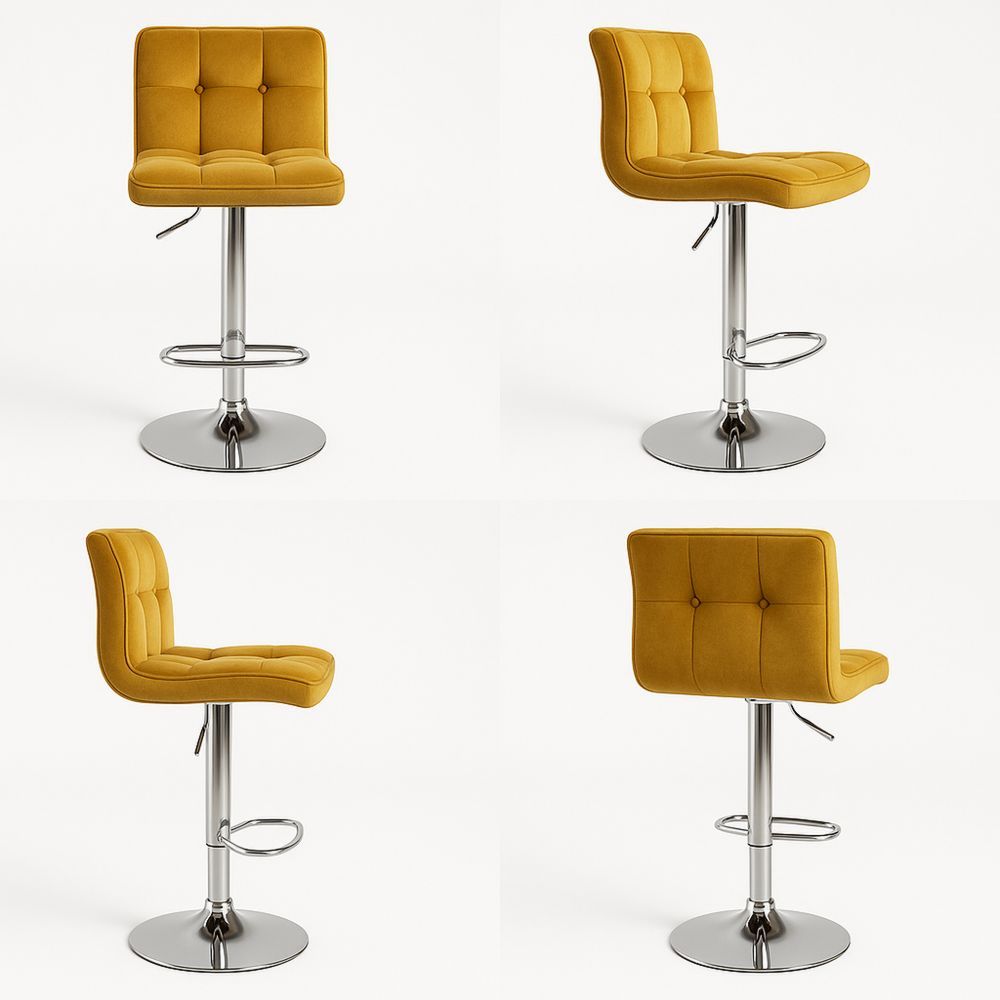 Velvet Adjustable Bar Stool with Chrome Base in Mustard-Formdecory
